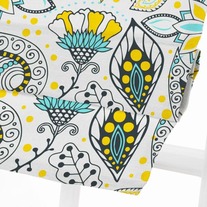 AIMEE Paisley Floral Print Polyester Linen Roman Shade