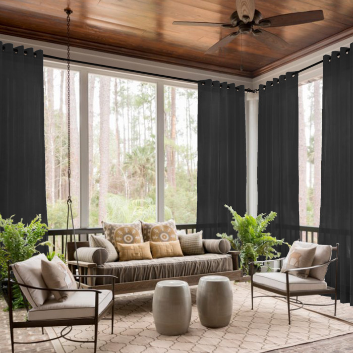 Nickel Grommet Indoor Outdoor Sheer Curtain Wide Opulent Voile Drape SCANDINA