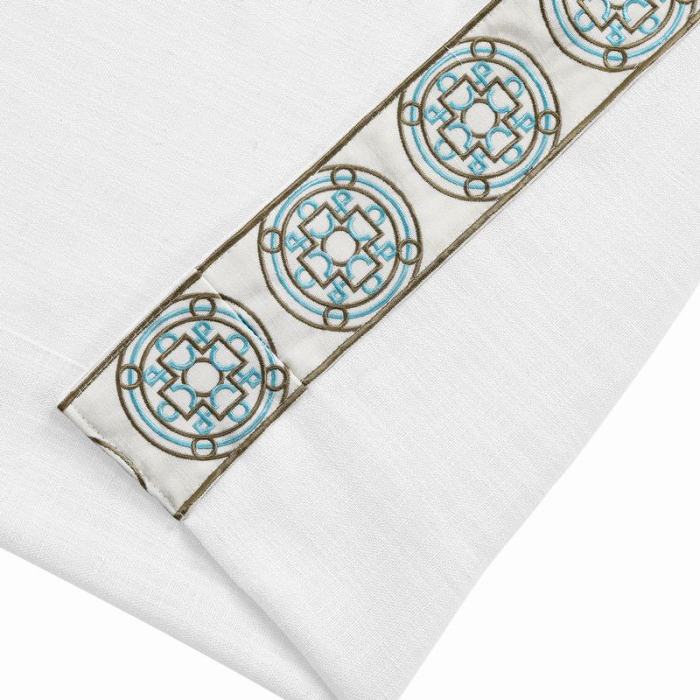 AMARA Polyester Linen Curtain Drapery With Decorative Trim Custom Sold Per Pair
