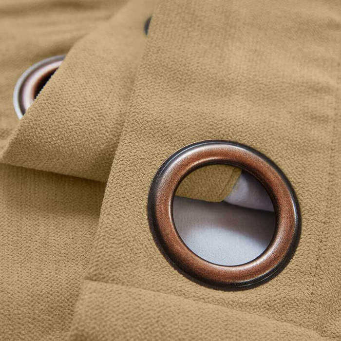 Antique Bronze Grommet Polyester Cotton Drapery With Blackout Lining Thermal Curtain Kantee