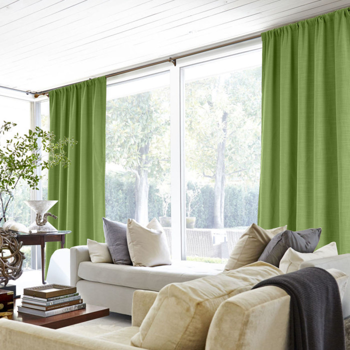 Rod Pocket Faux Linen Window Curtain with Blackout Lined LIZ