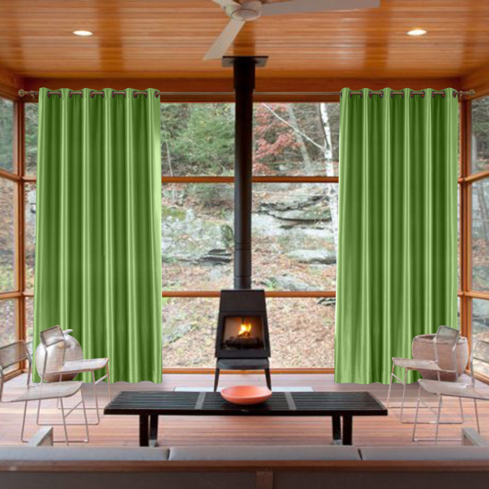 Polyester Cotton Silk Curtain Drape Panel in Antique Bronze Grommet with Blackout Lined LHZ