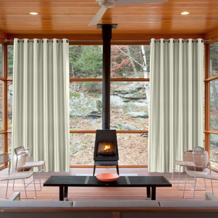 Polyester Cotton Silk Curtain Drape Panel in Antique Bronze Grommet with Blackout Lined LHZ