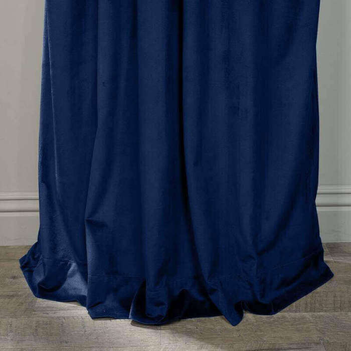 Flat Hook Velvet Curtain Drape with Blackout Lined For Track with Ring Clip or Traverse Rod and Rod with Rings Birkin