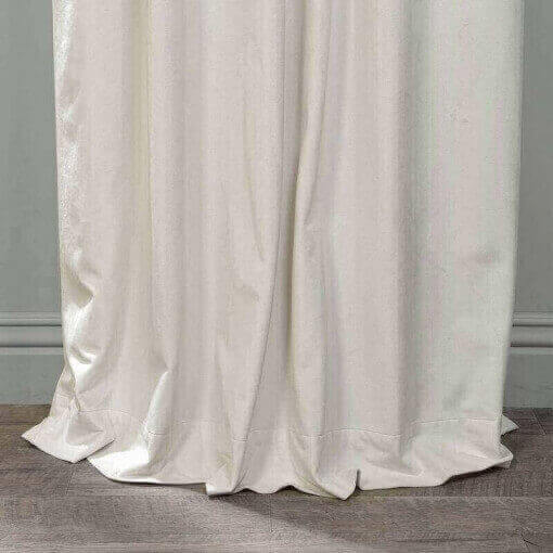 Flat Hook Velvet Curtain Drape with Blackout Lined For Track with Ring Clip or Traverse Rod and Rod with Rings Birkin