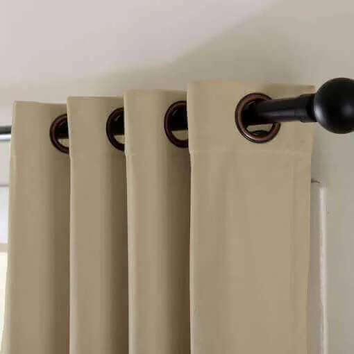 2 Toned Blackout Lined Pieced Patchwork Grommet Velvet Curtain BIRKIN