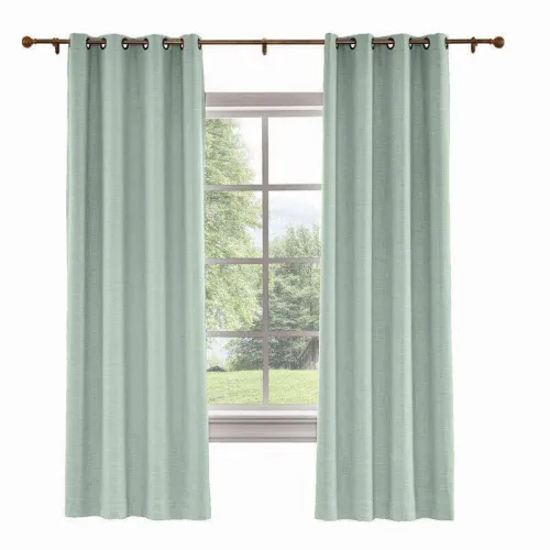 CUSTOM Liz Aqua Polyester Linen Curtain Drapery with Lined