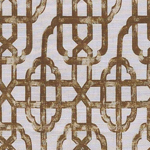 Geometric Trellis Print Window Curtain Antique Bronze Grommet Lattice With Blackout Lining BQ66260