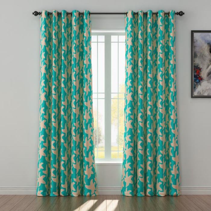 Abstract Print Polyester Linen Curtain Drapery JUEYE