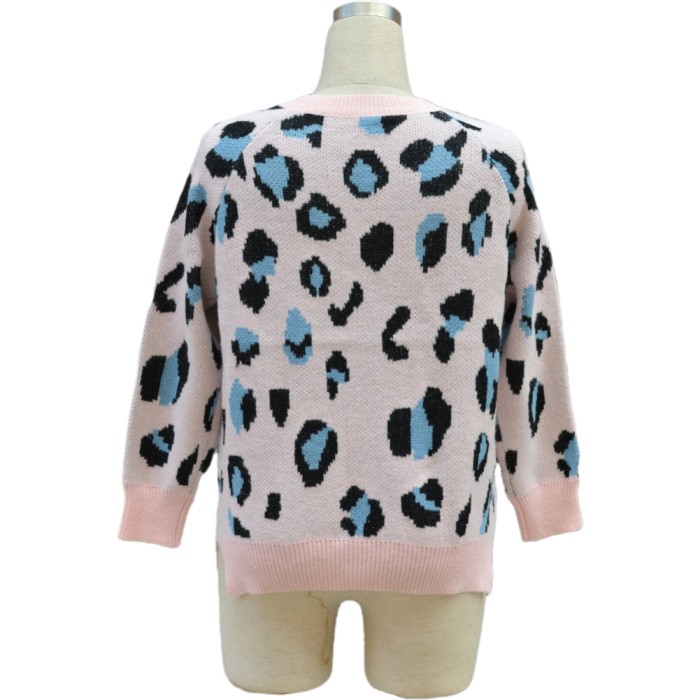 Fall Round Neck Pullover Leopard Sweater