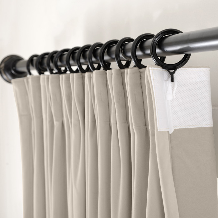 Flat Hook Velvet Curtain Drape with Blackout Lined For Track with Ring Clip or Traverse Rod and Rod with Rings Birkin