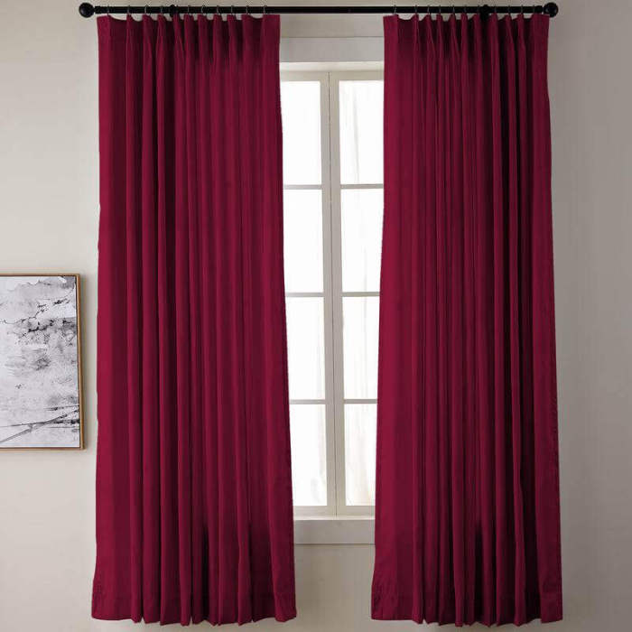 Pinch Pleated Textured Faux Dupioni Silk Drape Curtain with Blackout Lined Yun