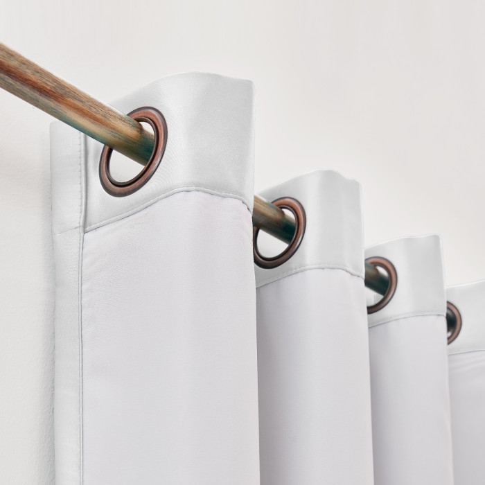 Polyester Cotton Silk Curtain Drape Panel in Antique Bronze Grommet with Blackout Lined LHZ