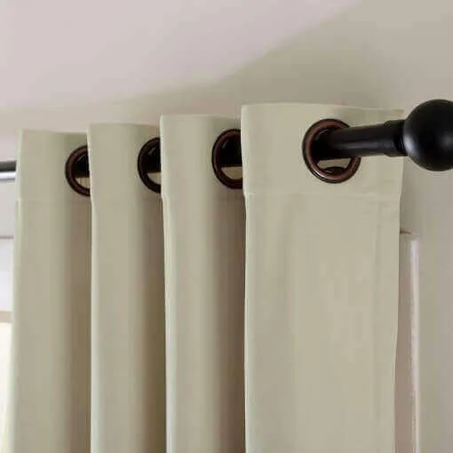 2 Toned Blackout Lined Pieced Patchwork Grommet Velvet Curtain BIRKIN