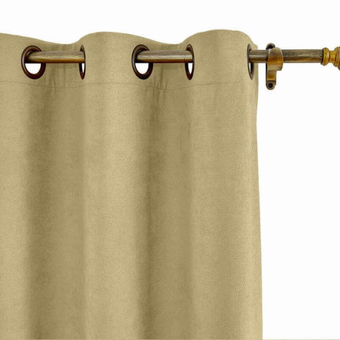 Antique Bronze Grommet Polyester Cotton Drapery With Blackout Lining Thermal Curtain Kantee
