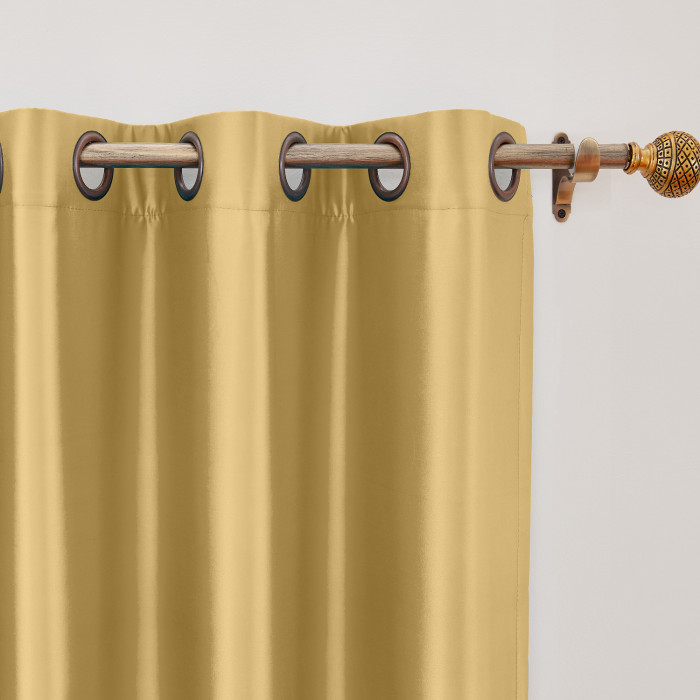 Polyester Cotton Silk Curtain Drape Panel in Antique Bronze Grommet with Blackout Lined LHZ