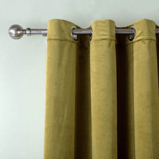 Set of 2 Velvet Curtain Panel in Nickel Grommet Unlined Drape Birkin