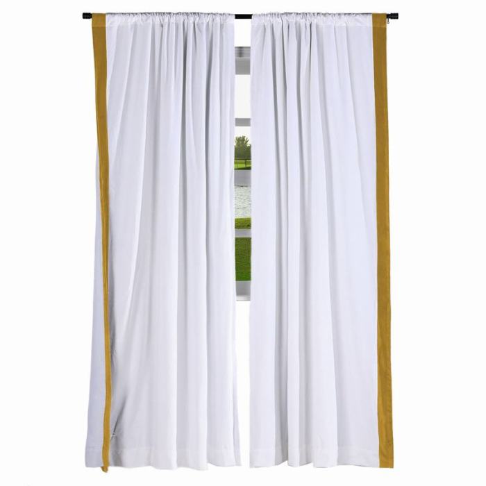 FELIX Velvet Curtain Drapery with Color Border Custom Sold Per Pair