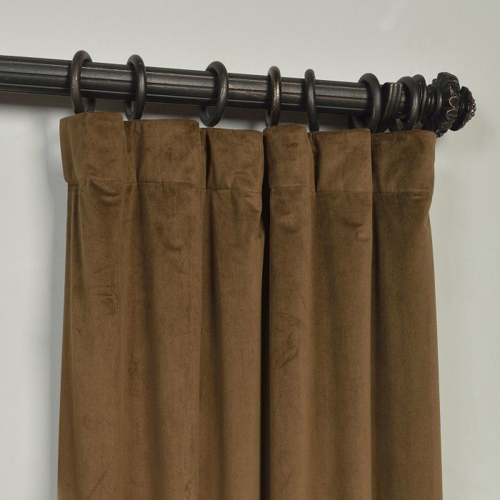 Flat Hook Velvet Curtain Drape with Blackout Lined For Track with Ring Clip or Traverse Rod and Rod with Rings Birkin