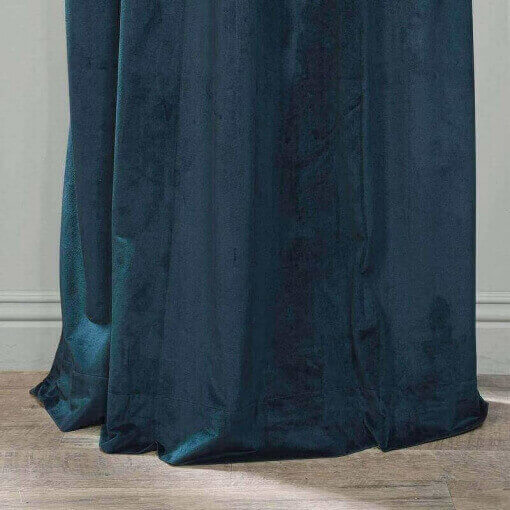 Flat Hook Velvet Curtain Drape with Blackout Lined For Track with Ring Clip or Traverse Rod and Rod with Rings Birkin