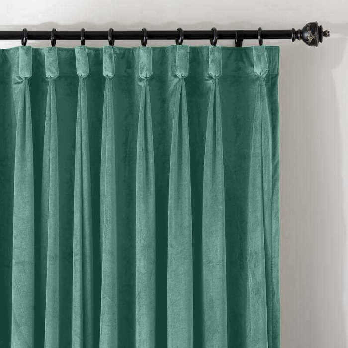 CUSTOM Birkin Teal Velvet Curtain Drapery With Lining For Traverse Rod Pole or Track