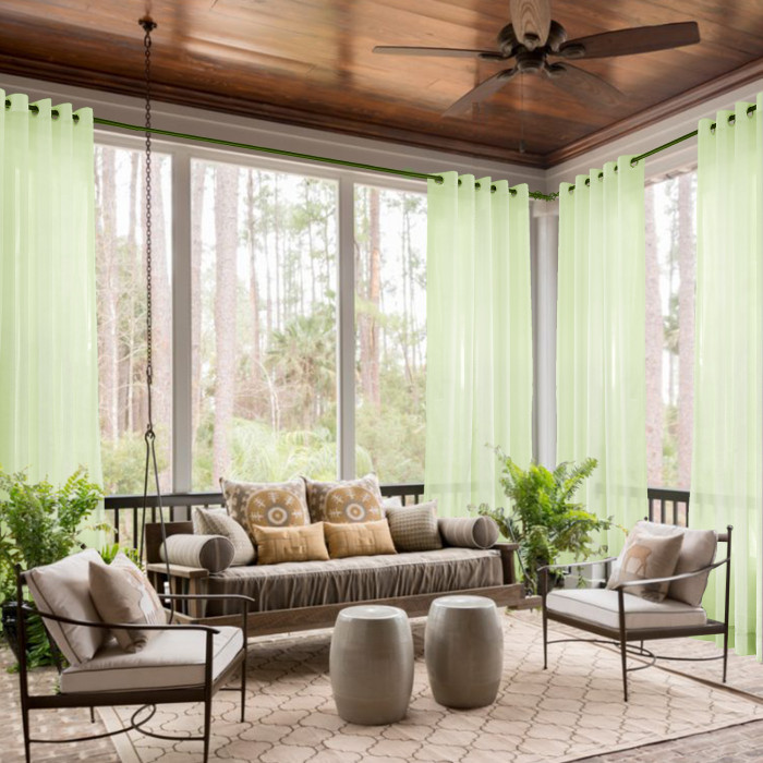 Nickel Grommet Indoor Outdoor Sheer Curtain Wide Opulent Voile Drape SCANDINA