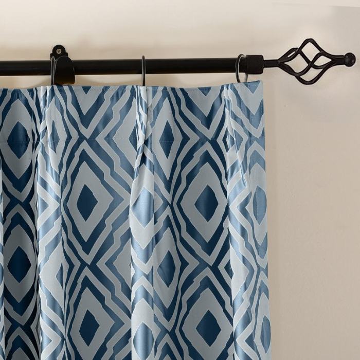 Dust Proof Blackout Pinch Pleated Jacquard Window Curtain Two-Toned Damask Diamond with Blackout Lined NINA