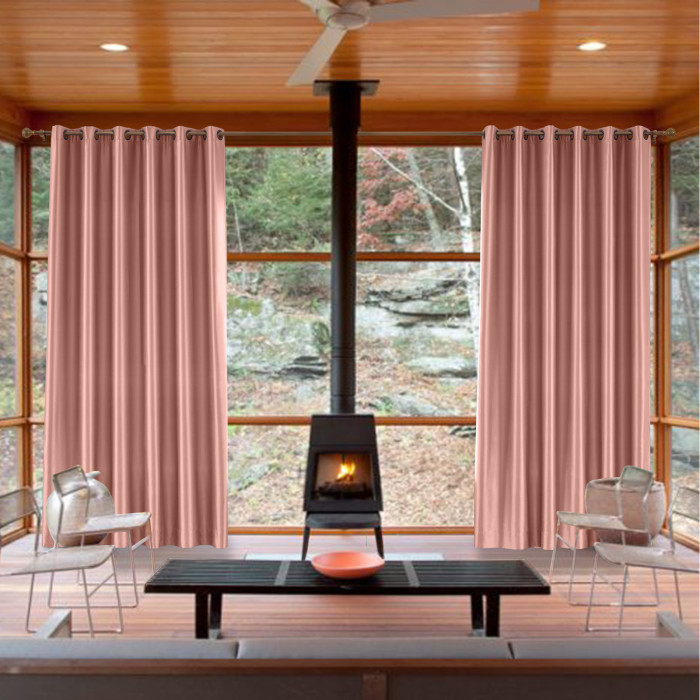 Polyester Cotton Silk Curtain Drape Panel in Antique Bronze Grommet with Blackout Lined LHZ