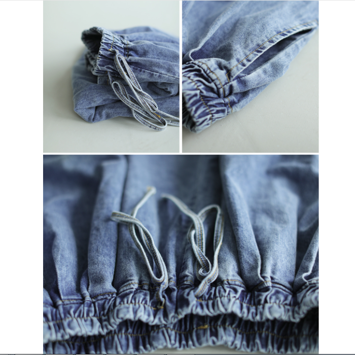 Blugi moderni de vară pentru femei, casual, din bumbac delicat, cu elastic în talie, foarte largi pe picior