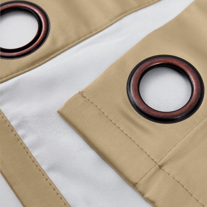 Polyester Cotton Silk Curtain Drape Panel in Antique Bronze Grommet with Blackout Lined LHZ