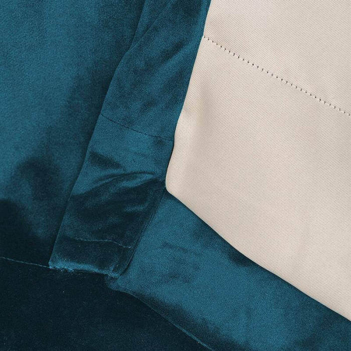 Flat Hook Velvet Curtain Drape with Blackout Lined For Track with Ring Clip or Traverse Rod and Rod with Rings Birkin