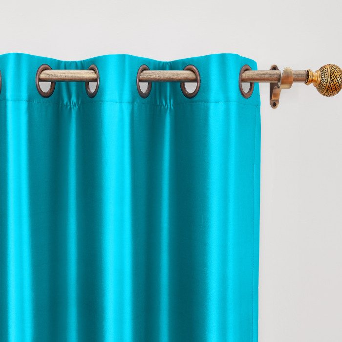 Polyester Cotton Silk Curtain Drape Panel in Antique Bronze Grommet with Blackout Lined LHZ