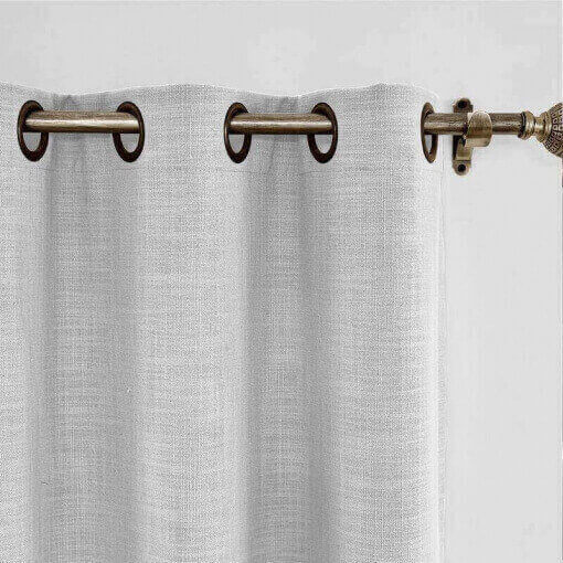 Antique Bronze Grommet Fuax Linen Window Curtain with Blackout Lined LIZ