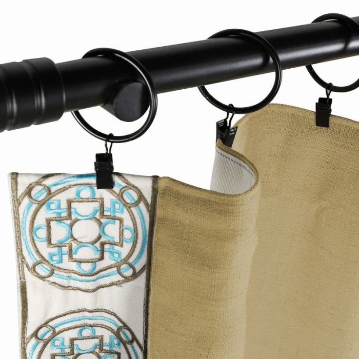 AMARA Polyester Linen Curtain Drapery With Decorative Trim Custom Sold Per Pair