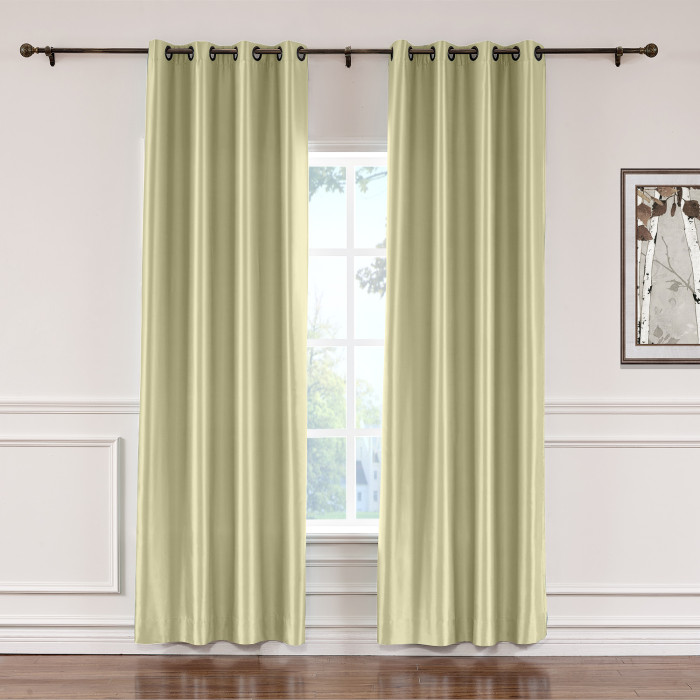 Polyester Cotton Silk Curtain Drape Panel in Antique Bronze Grommet with Blackout Lined LHZ