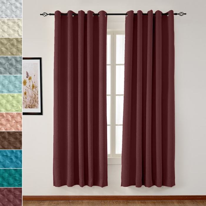Jacquard Circle Bubble Wrinkle Blackout Curtain Drapery Bella