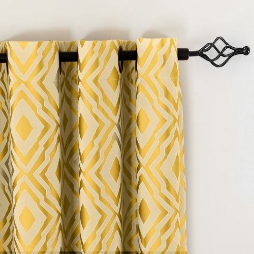Antique Bronze Grommet Rhomboid Jacquard Curtain Dust-proof Two-Toned Damask Diamond with Blackout Lined NINA