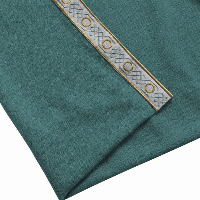 AMARA Polyester Linen Curtain Drapery With Decorative Trim Custom Sold Per Pair