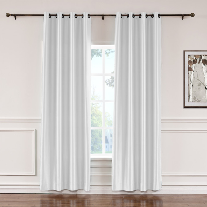 Polyester Cotton Silk Curtain Drape Panel in Antique Bronze Grommet with Blackout Lined LHZ