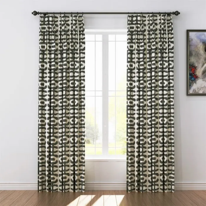 Abstract Print Polyester Linen Curtain Drapery GRAPE