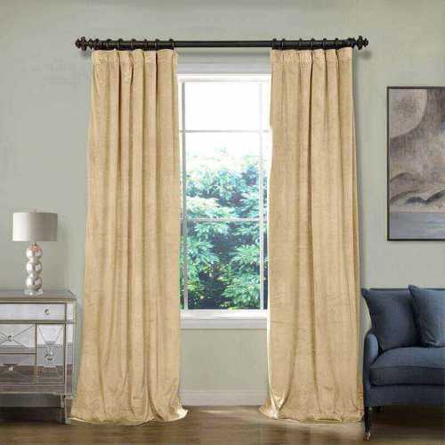 CUSTOM Birkin Cream Velvet Curtain Drapery With Lining For Traverse Rod Pole or Track