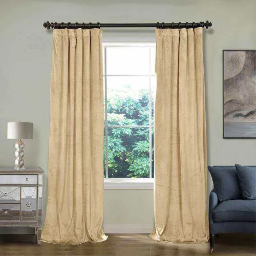 CUSTOM Birkin Cream Velvet Curtain Drapery With Lining For Traverse Rod Pole or Track