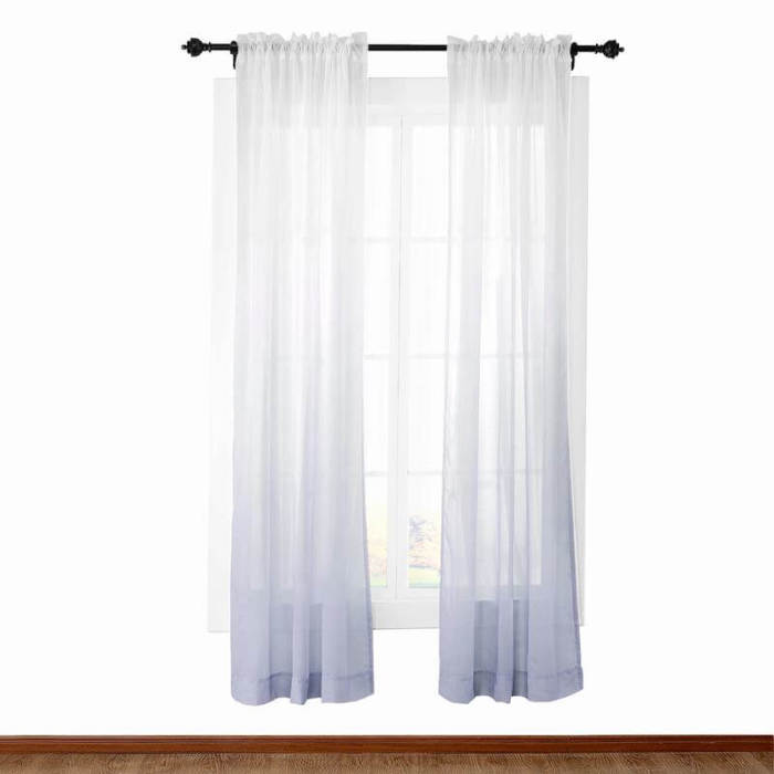 3 Inches Rod Pocket Gradient Ombre Sheer Curtain with 1 Inch Flange Tulle Gradual Sheer Drape HANNA