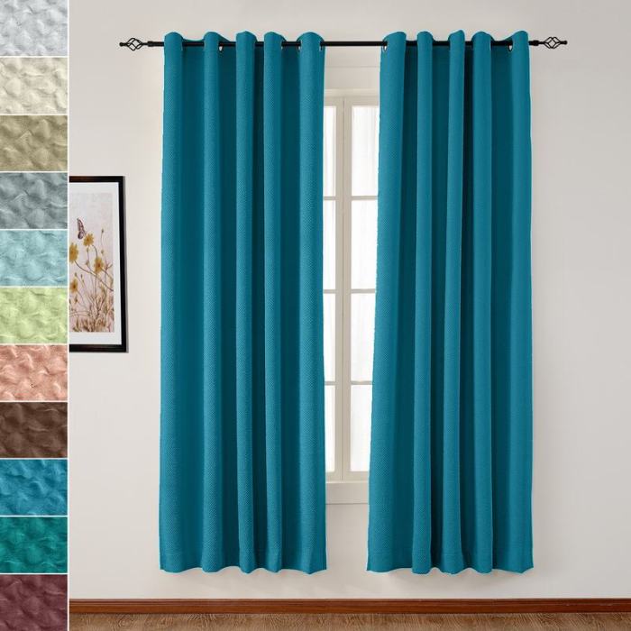 Jacquard Circle Bubble Wrinkle Blackout Curtain Drapery Bella