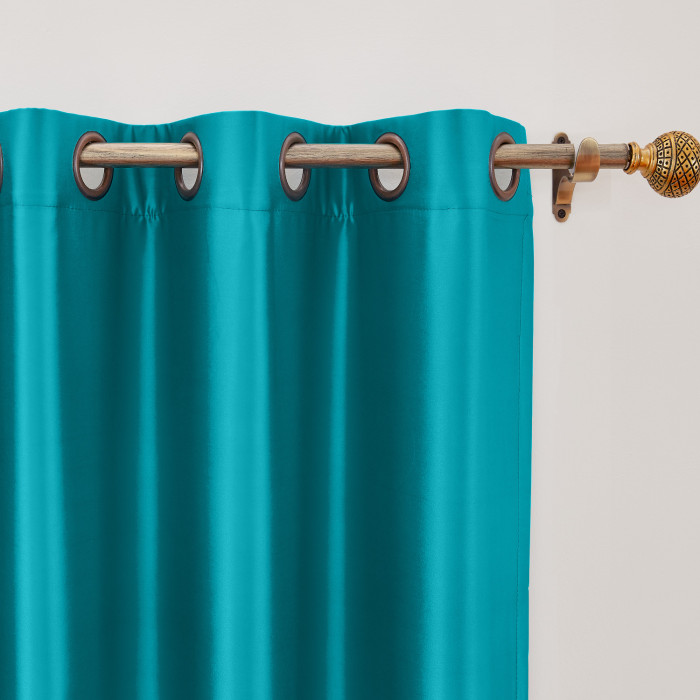 Polyester Cotton Silk Curtain Drape Panel in Antique Bronze Grommet with Blackout Lined LHZ