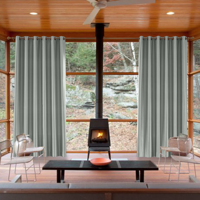 Polyester Cotton Silk Curtain Drape Panel in Antique Bronze Grommet with Blackout Lined LHZ