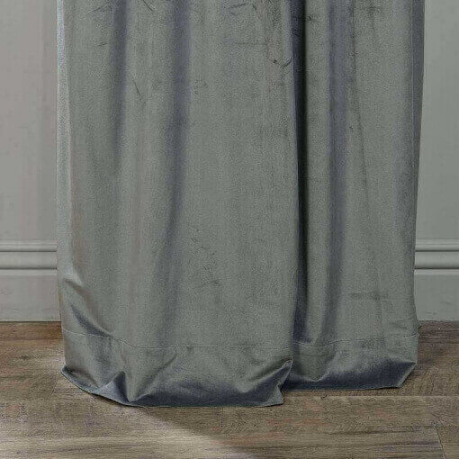 Flat Hook Velvet Curtain Drape with Blackout Lined For Track with Ring Clip or Traverse Rod and Rod with Rings Birkin