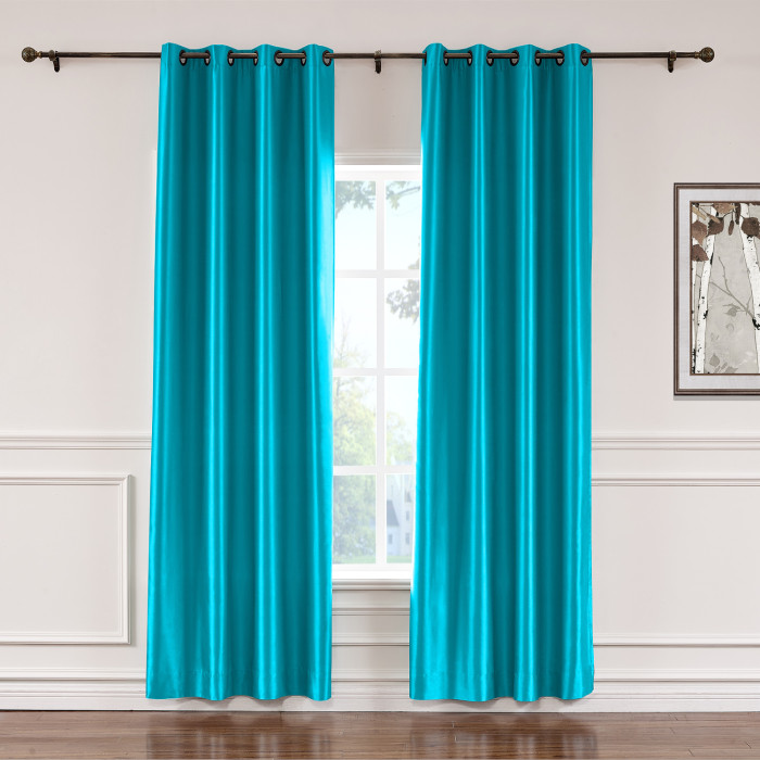Polyester Cotton Silk Curtain Drape Panel in Antique Bronze Grommet with Blackout Lined LHZ