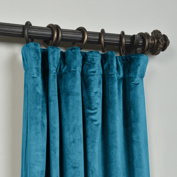 Flat Hook Velvet Curtain Drape with Blackout Lined For Track with Ring Clip or Traverse Rod and Rod with Rings Birkin