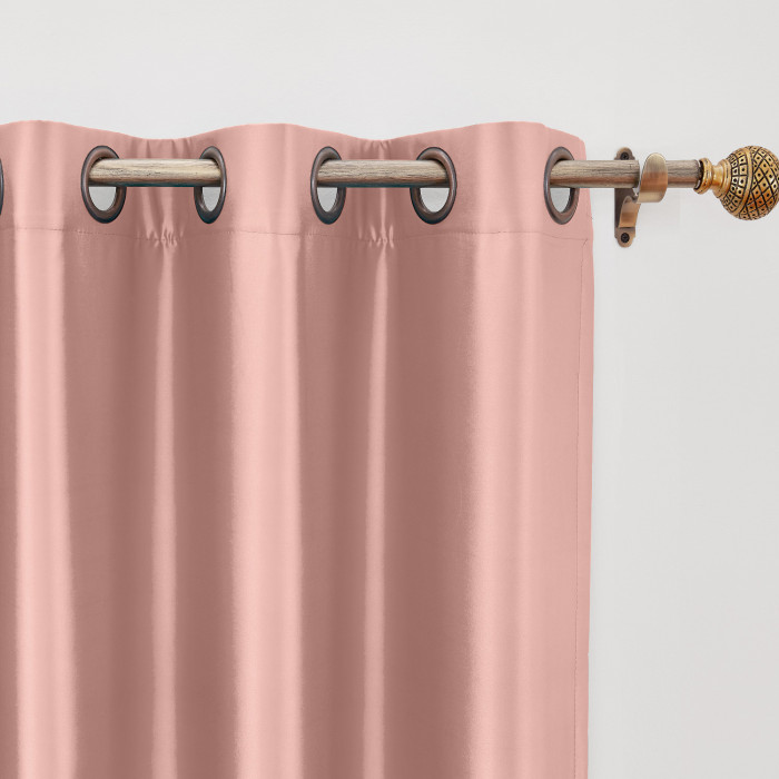 Polyester Cotton Silk Curtain Drape Panel in Antique Bronze Grommet with Blackout Lined LHZ
